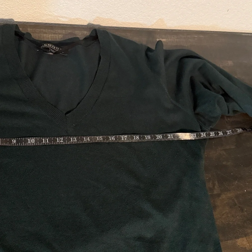 Eloquii Forest Green V Neck Tunic Sweater Puff Sleeves Waist Tie Belt Size 18/20